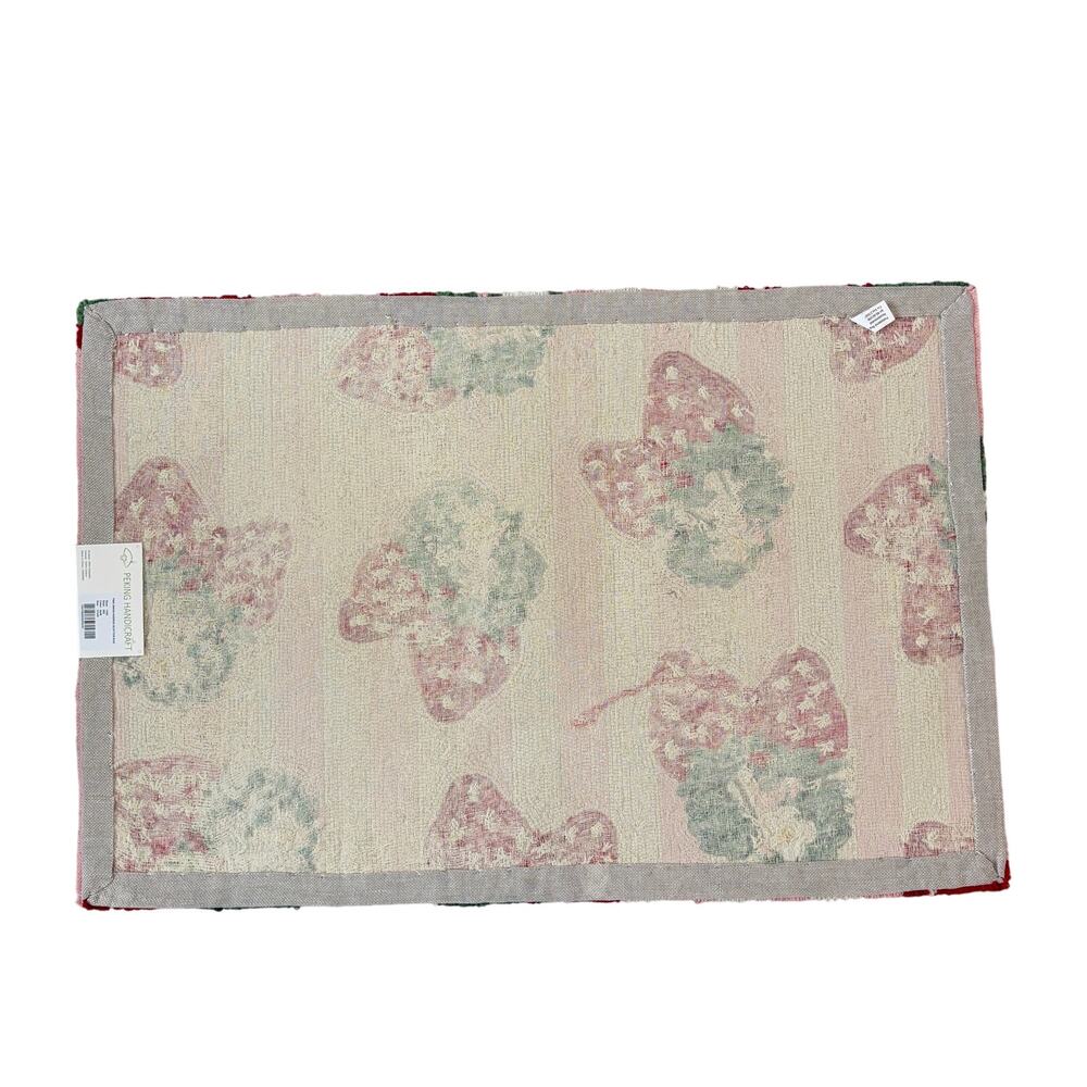 Pink & White Striped Strawberry Hooked Rug 27x40 by Peking Handicraft NEW - Picture 2 of 7
